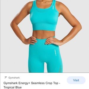 Gymshark Energy+ Seamless Crop Top Tropical Blue